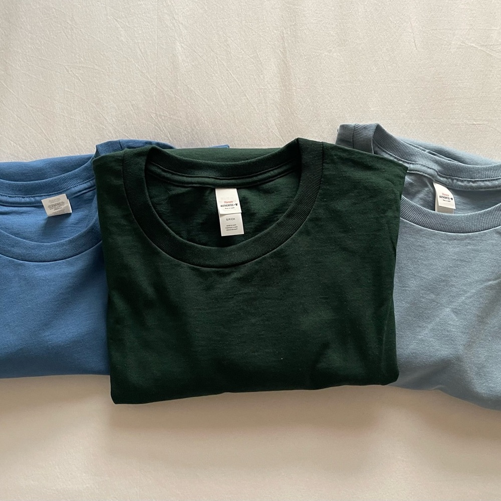 Hanes Short Sleeve Tees - Blue, Green, Light Blue
